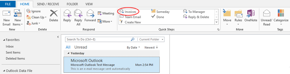 Microsoft Outlook quick steps feature