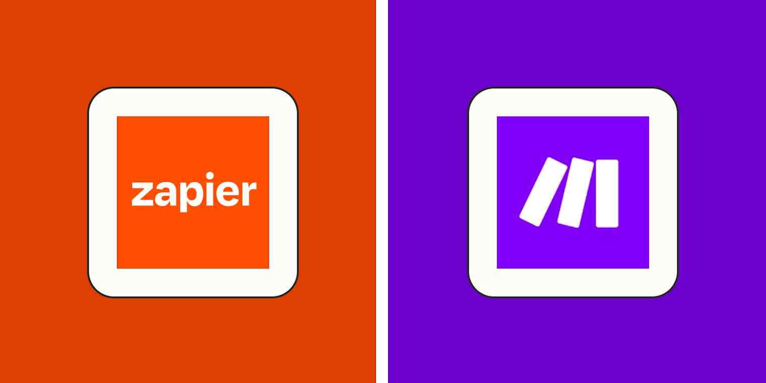 Hero image with the Zapier and Make logos