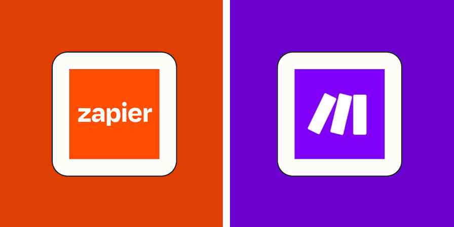Hero image with the Zapier and Make logos