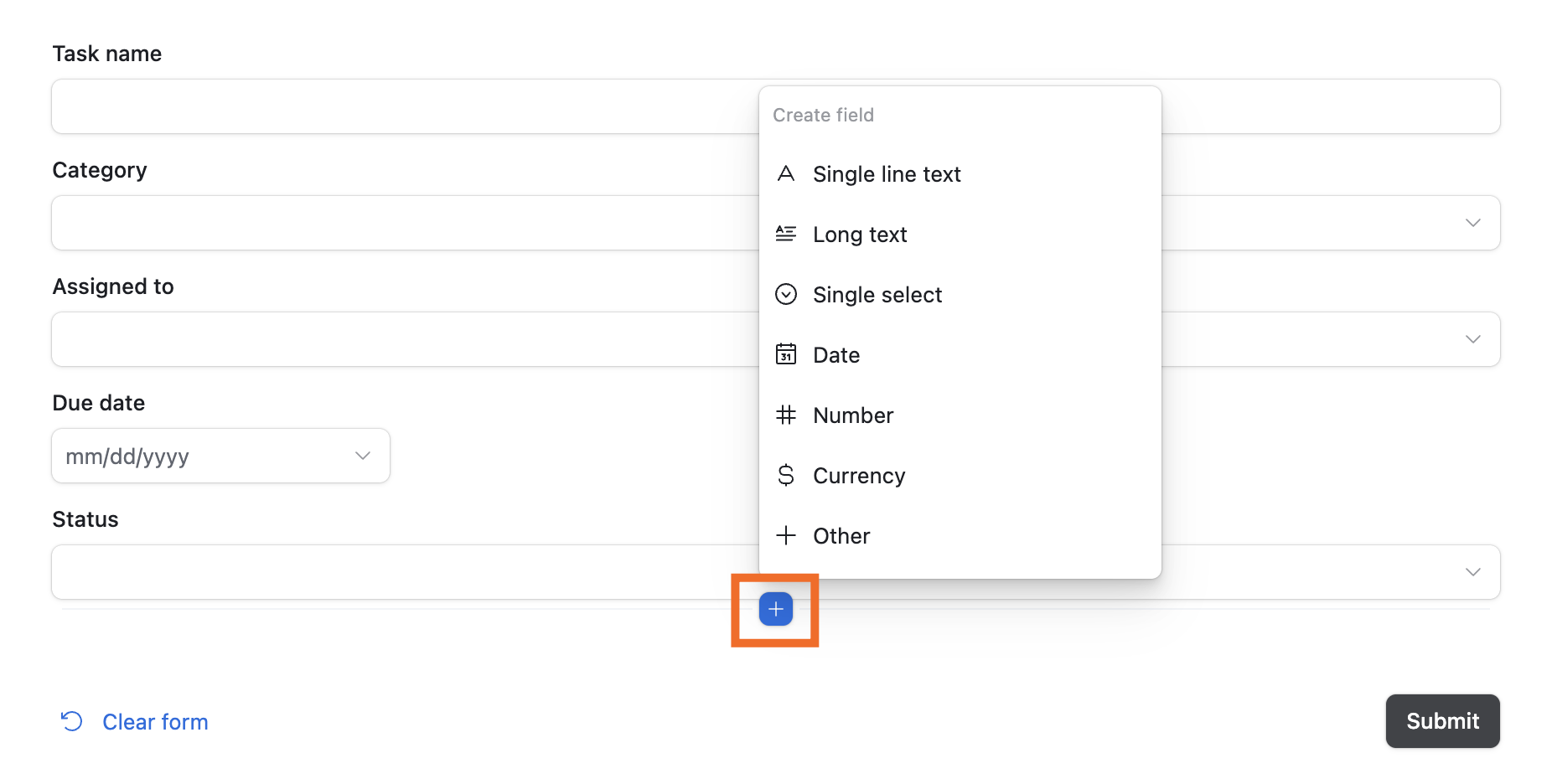 How to add new form fields in Airtable using the interface designer.