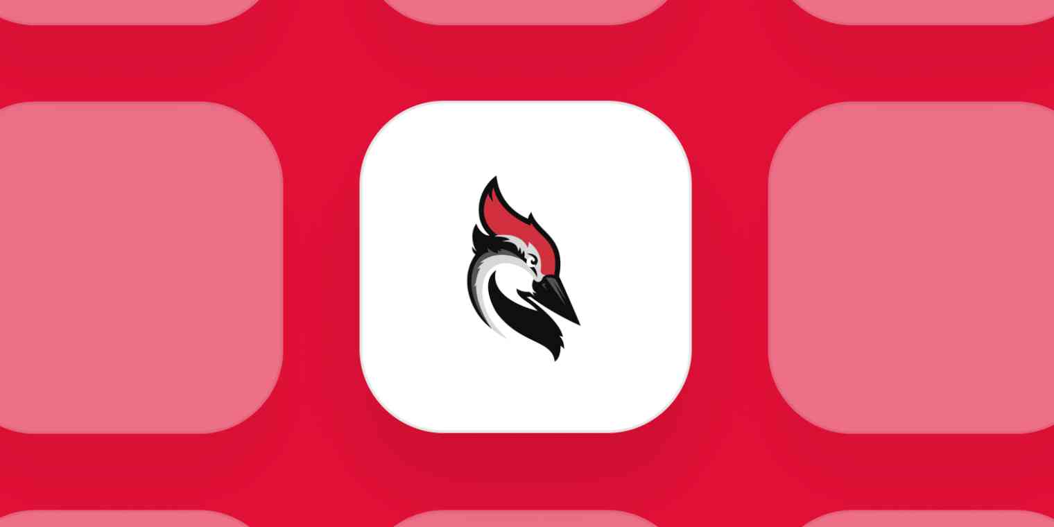 Hero image for app of the day with the Woodpecker logo on a red background