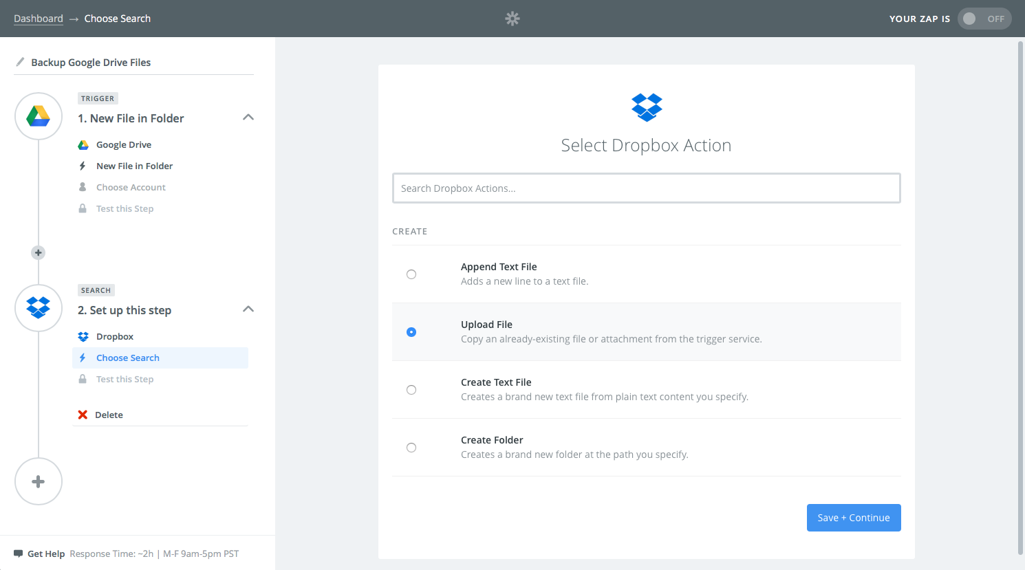 Back up files with Zapier