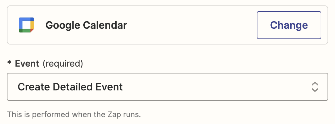 Google Calendar detailed event
