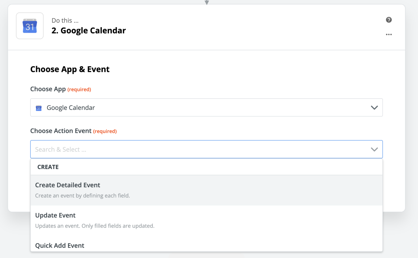 Google Calendar detailed event
