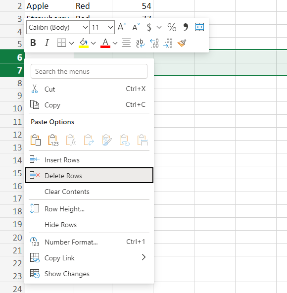 How to delete blank rows in Excel Online