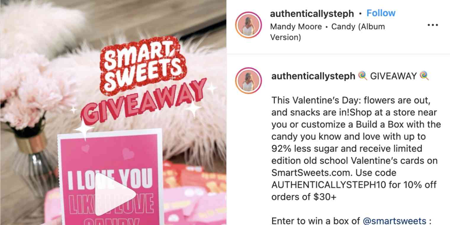 A hero image of an Instagram post by a micro-influencer promoting a giveaway