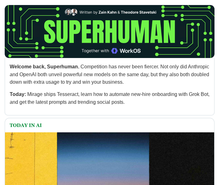 Superhuman, our pick for an all-in-one daily AI newsletter