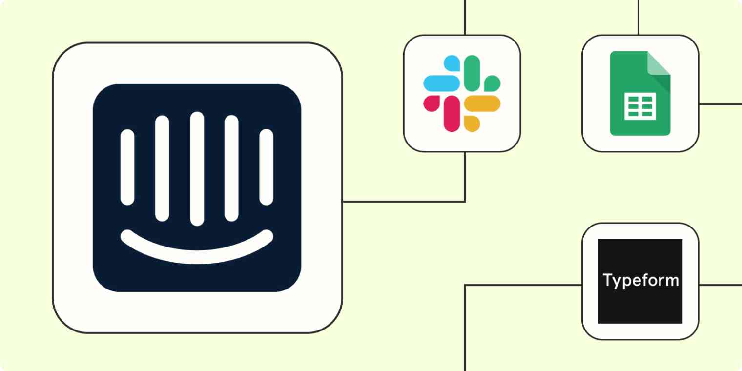 Hero image with the Intercom logo connected by dots to the logos of Salesforce, Google Sheets, and Slack