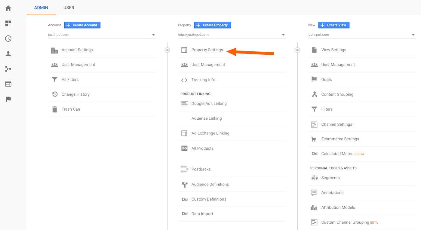 Property Settings in Google Analytics 