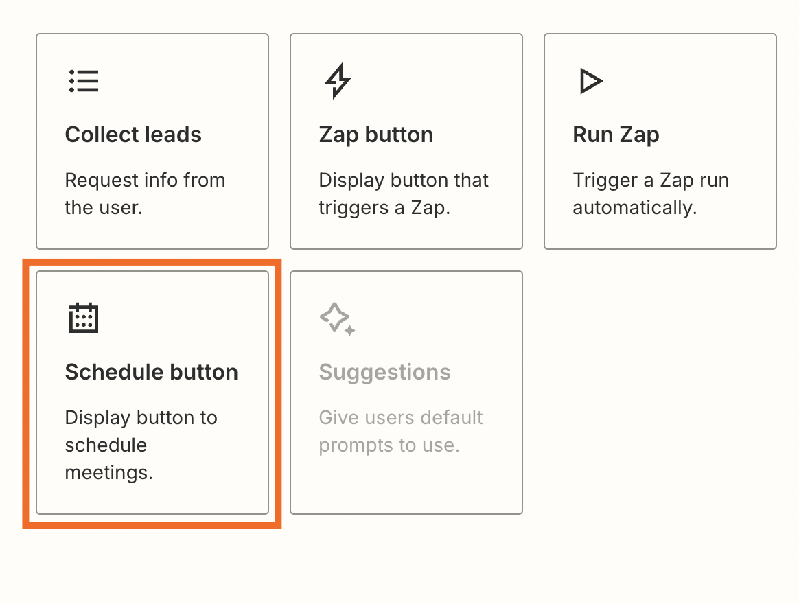 Screenshot of schedule button option