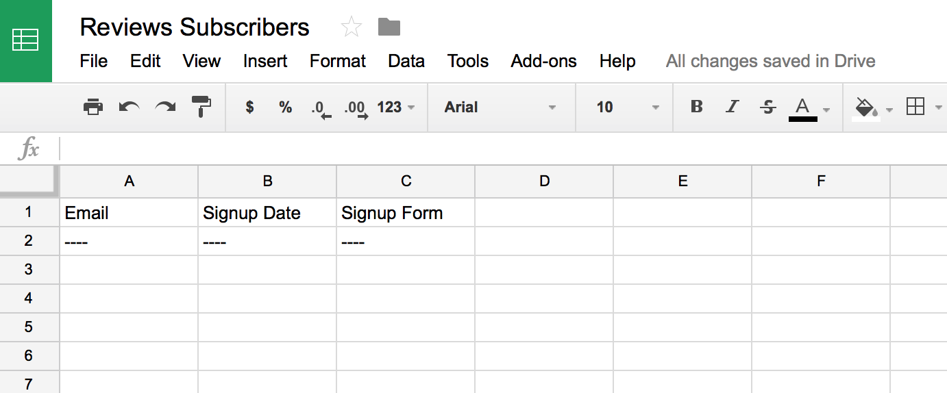 Spreadsheet for Zapier data