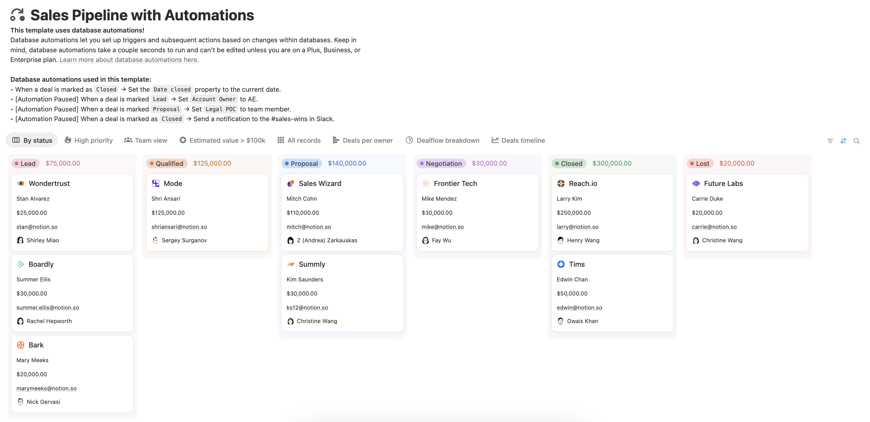 Screenshot of the Notion interface