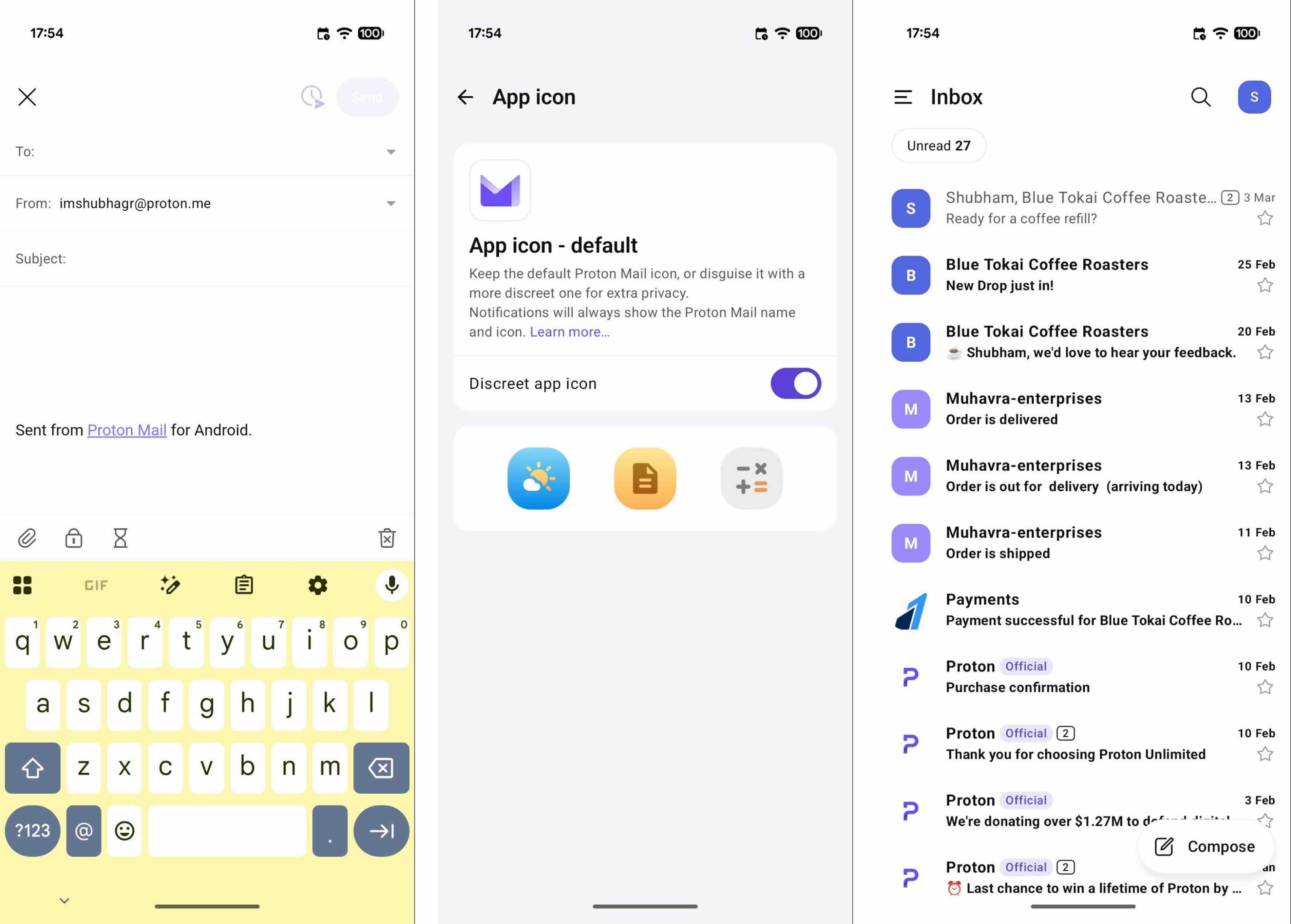 ProtonMail, our pick for the best Android email app for privacy