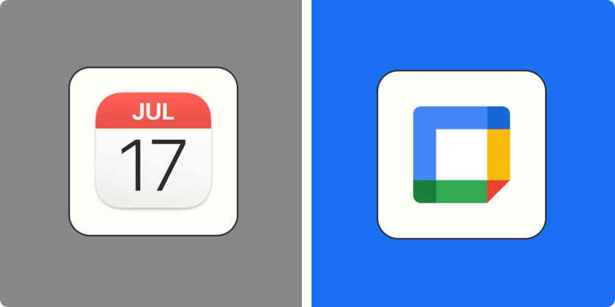 Hero image for app comparisons with the Apple Calendar and Google Calendar logos