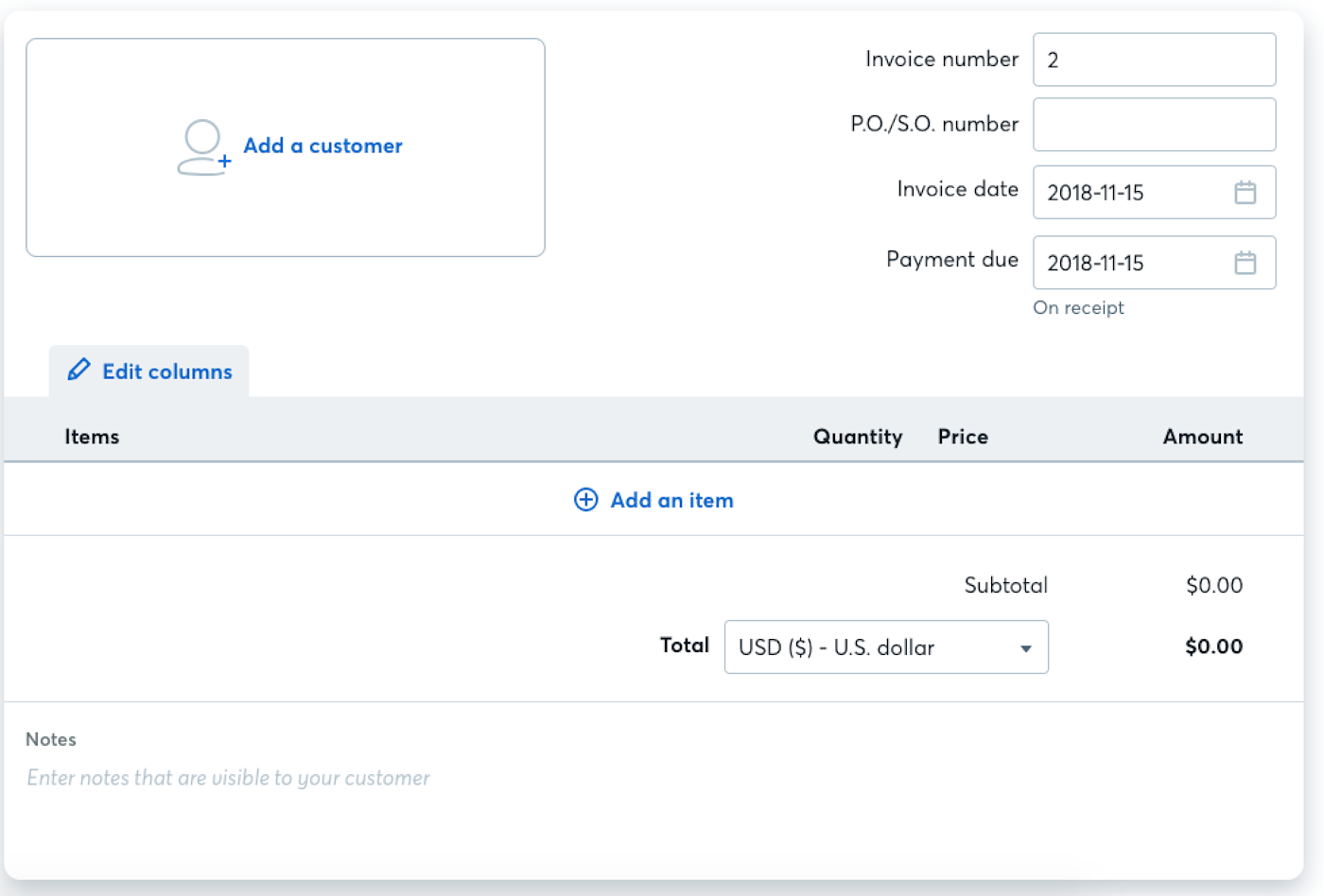 Creating an invoice in Wave