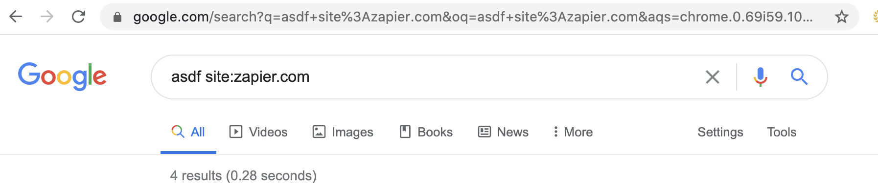 Example of a site-specific search on Google Chrome.
