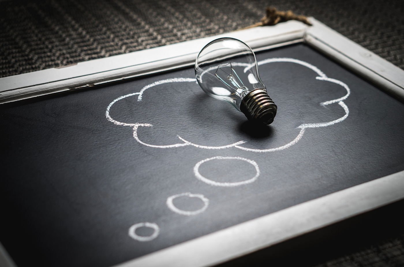 Light bulb on a chalkboard