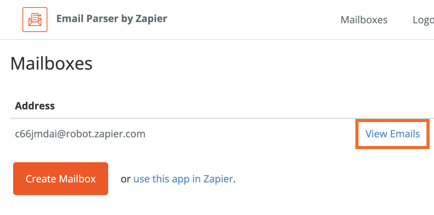 A window with an orange rectangle around the link text "View Emails"