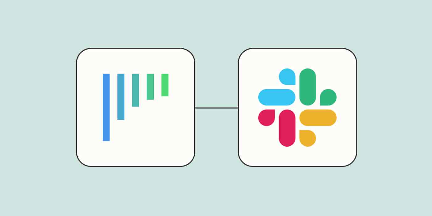 A NoCRM logo and a Slack logo with a line connecting each, on a green background.