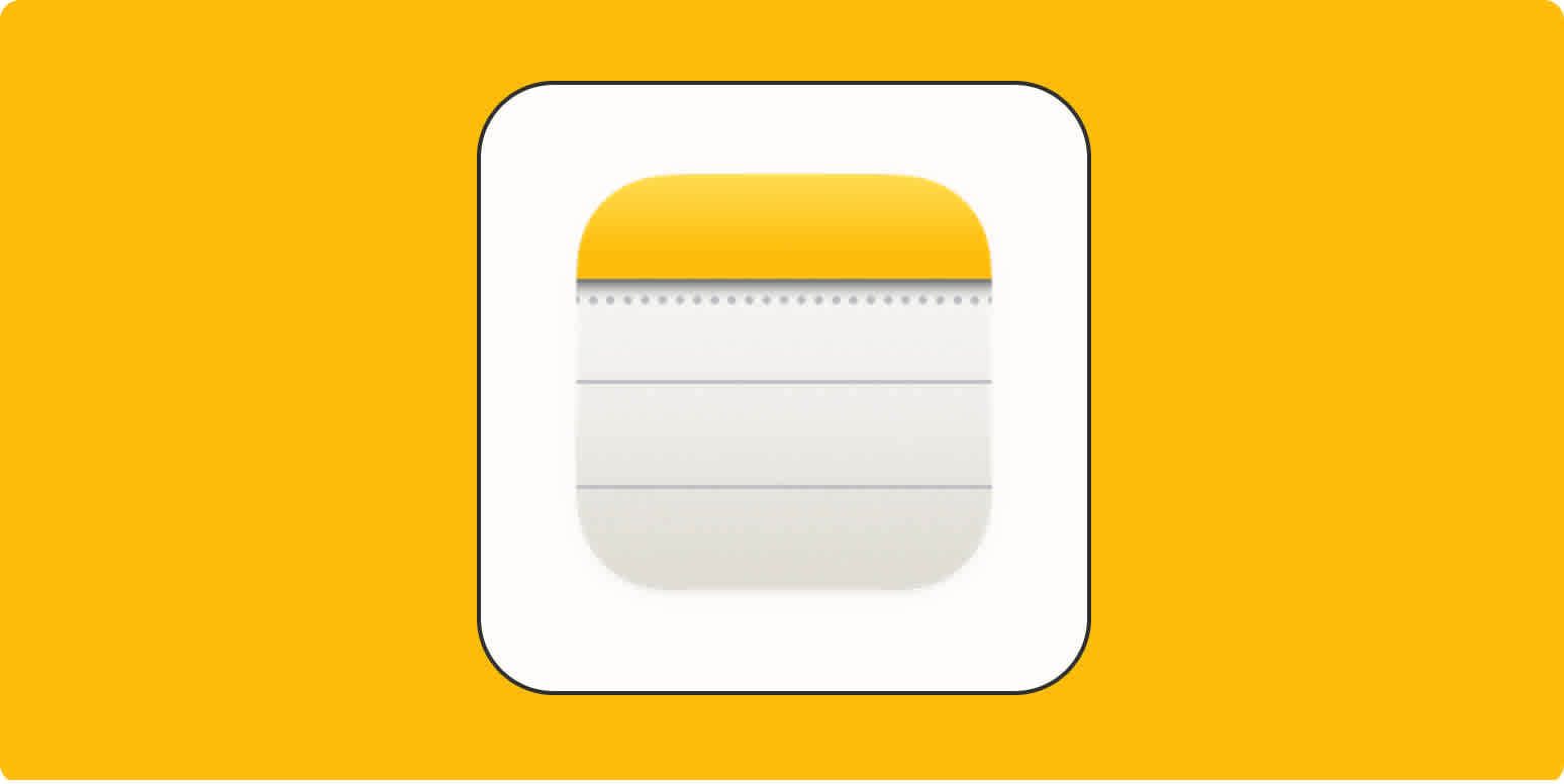 Hero image with the Apple Notes logo