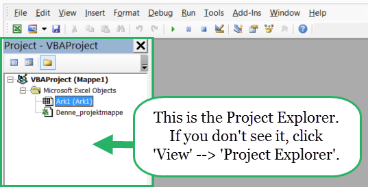 VBA project explorer