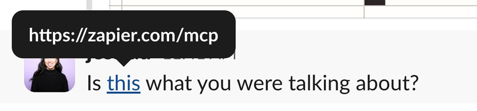 Hovering over a link in Slack