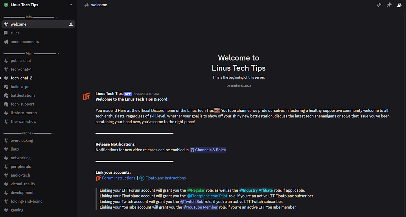 Linus Tech Tips Discord server. 