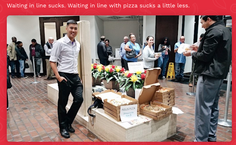 Pizzas at a polling place