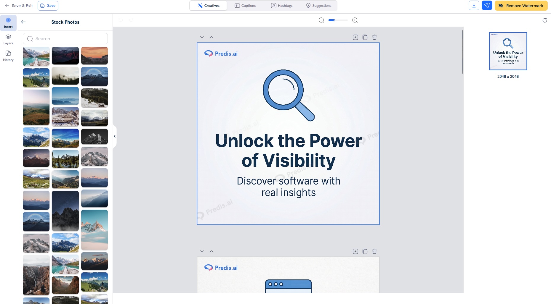 Predis AI, our pick for the best AI social media management software for creating all post content with AI