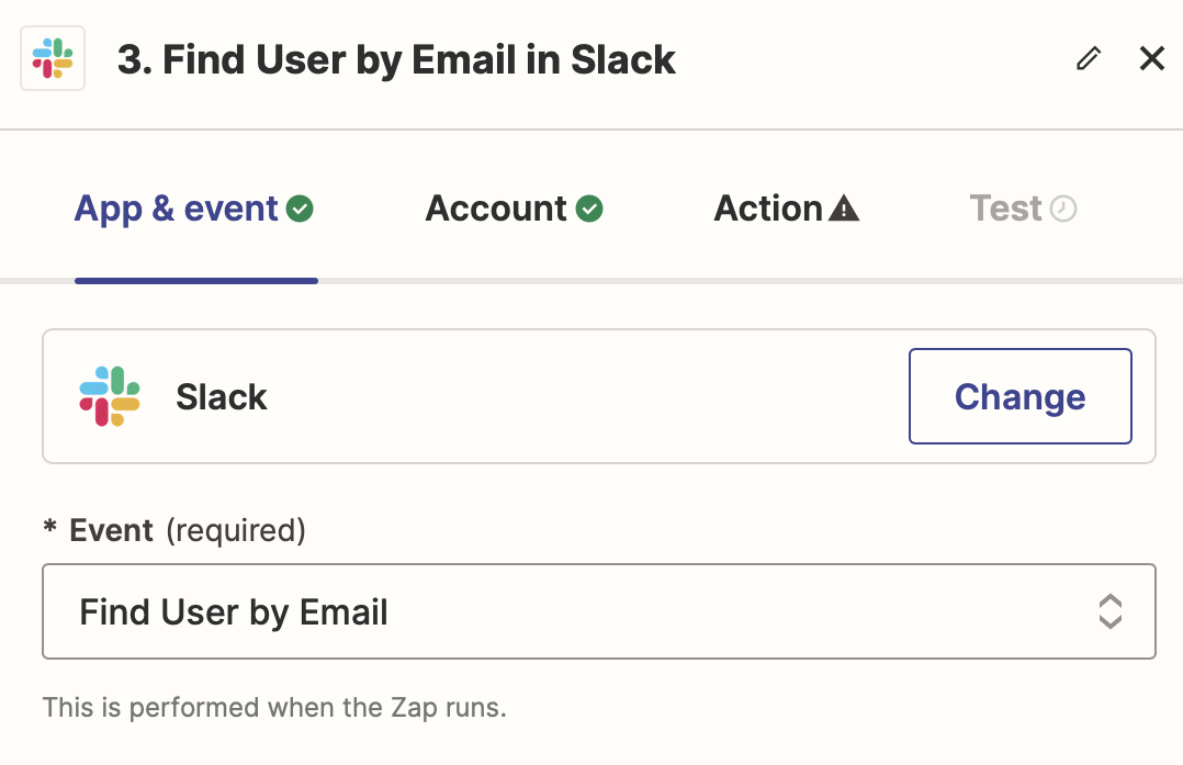 Add find user by email in Slack step