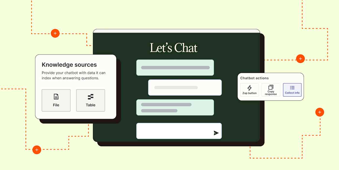 Zapier Chatbots lead collection hero.
