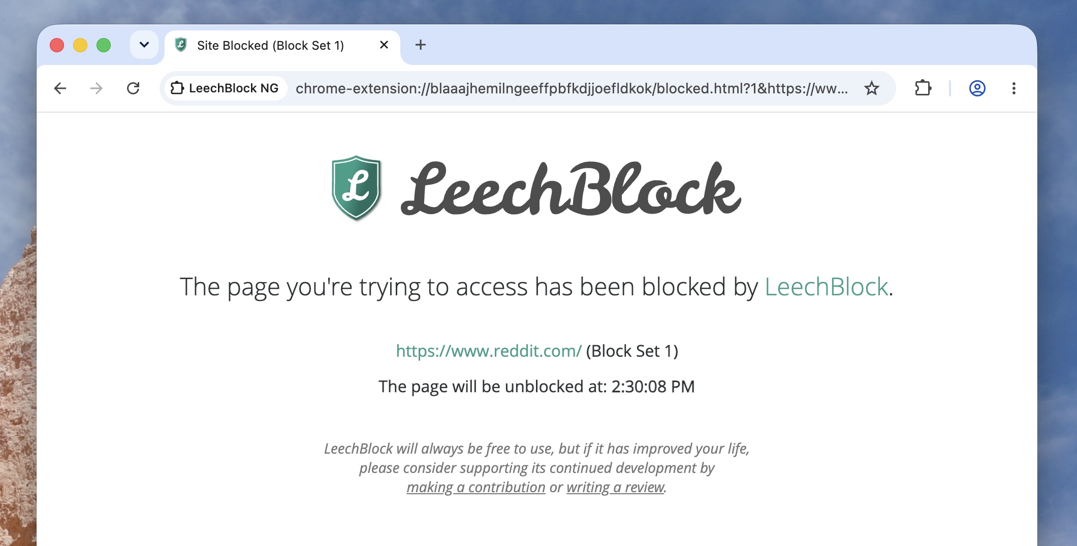 LeechBlock, our pick for the best free browser-based website blocker