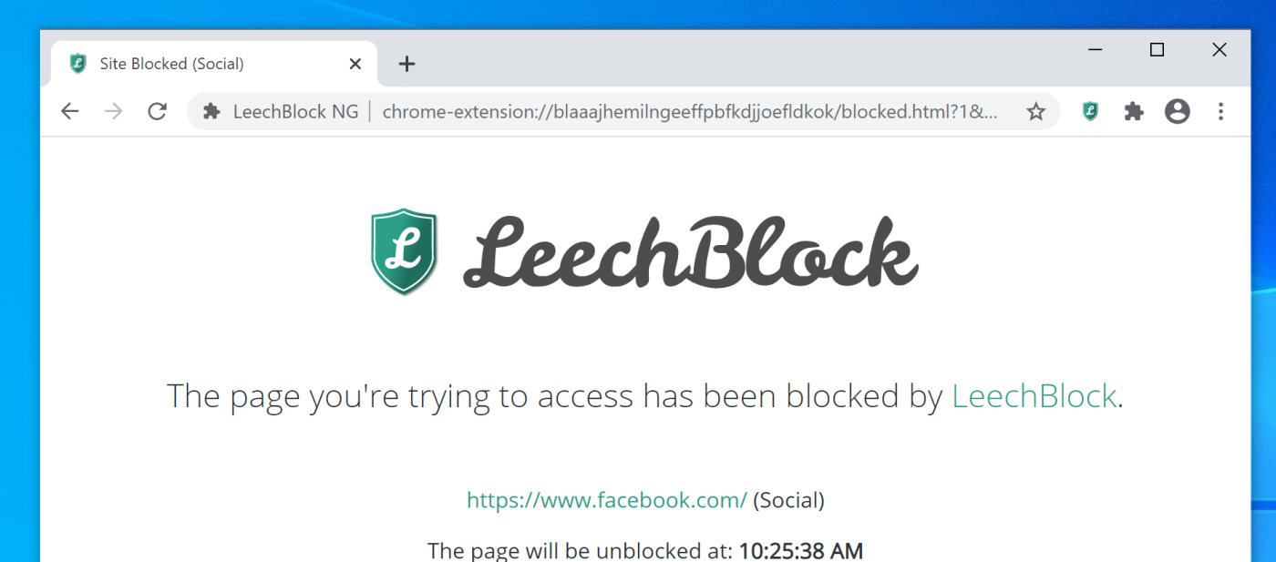 LeechBlock, our pick for the best free browser-based website blocker