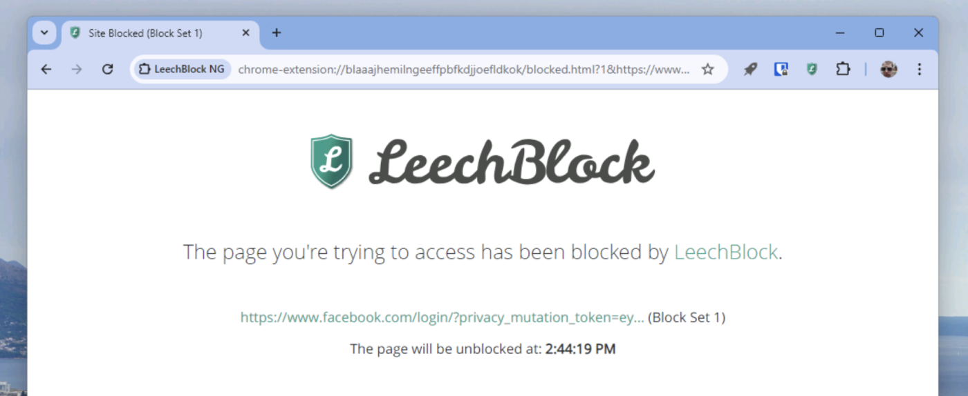 LeechBlock, our pick for the best free browser-based website blocker