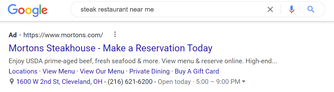 Google ad example that makes conversion easy