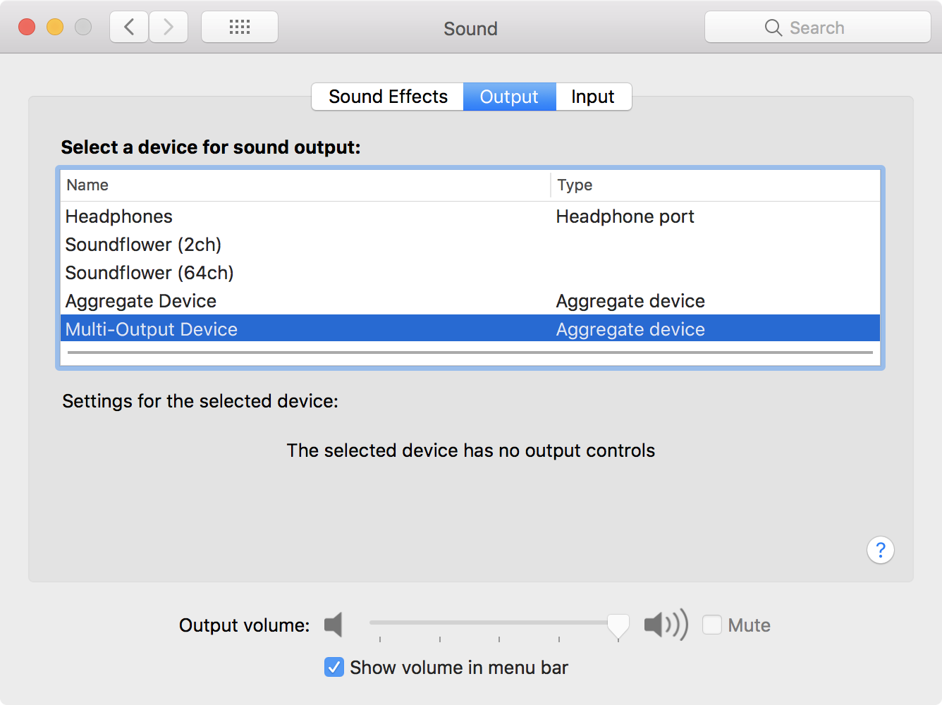 Mac sound options
