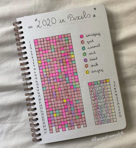Pixel tracking in a bullet journal