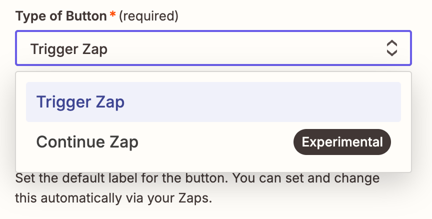 Screenshot of type of button