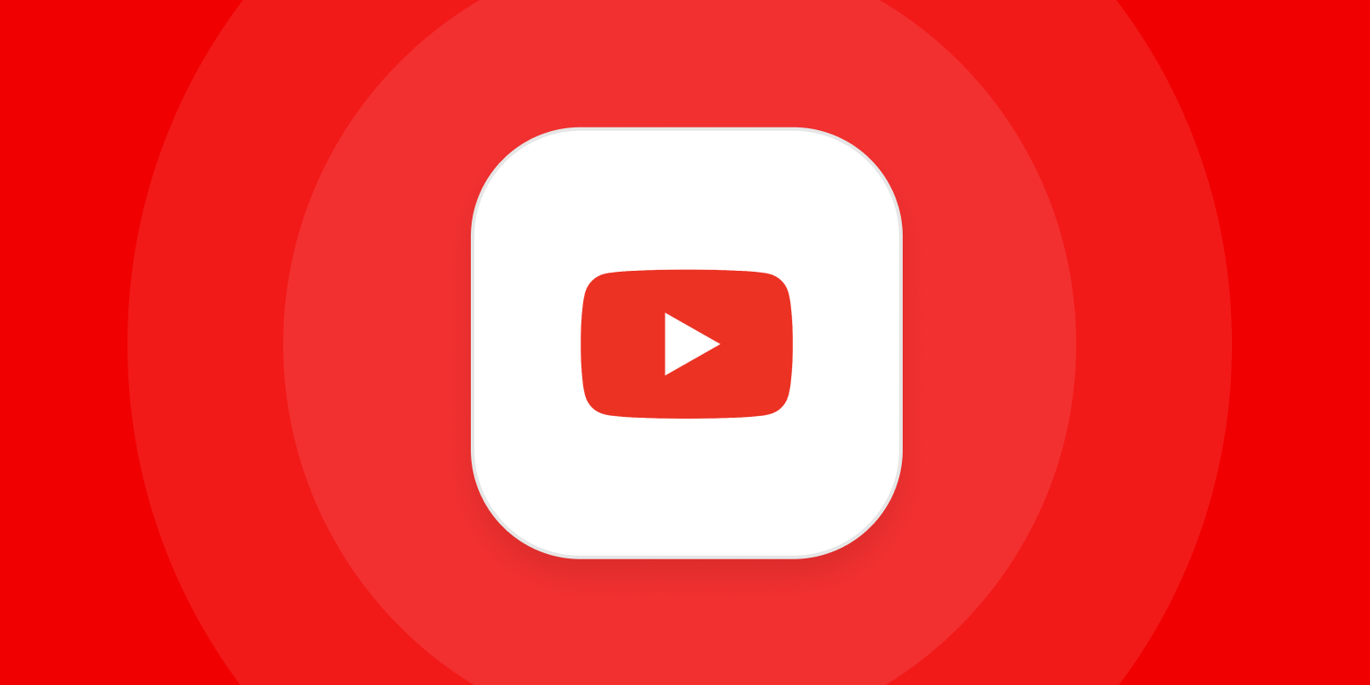 A hero image for YouTube app tips with the YouTube logo on a red background