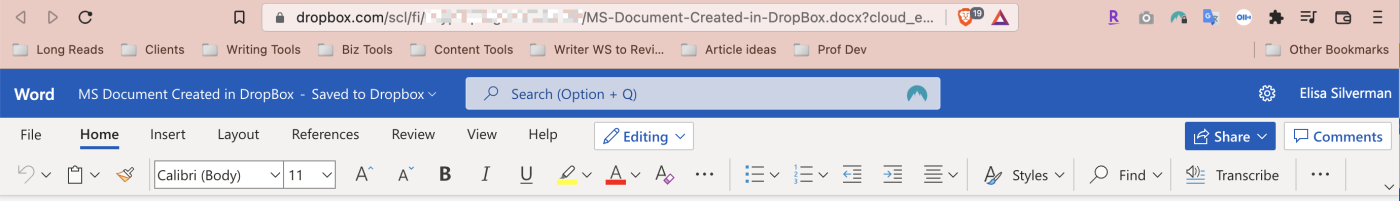 Using MS Word with Dropbox