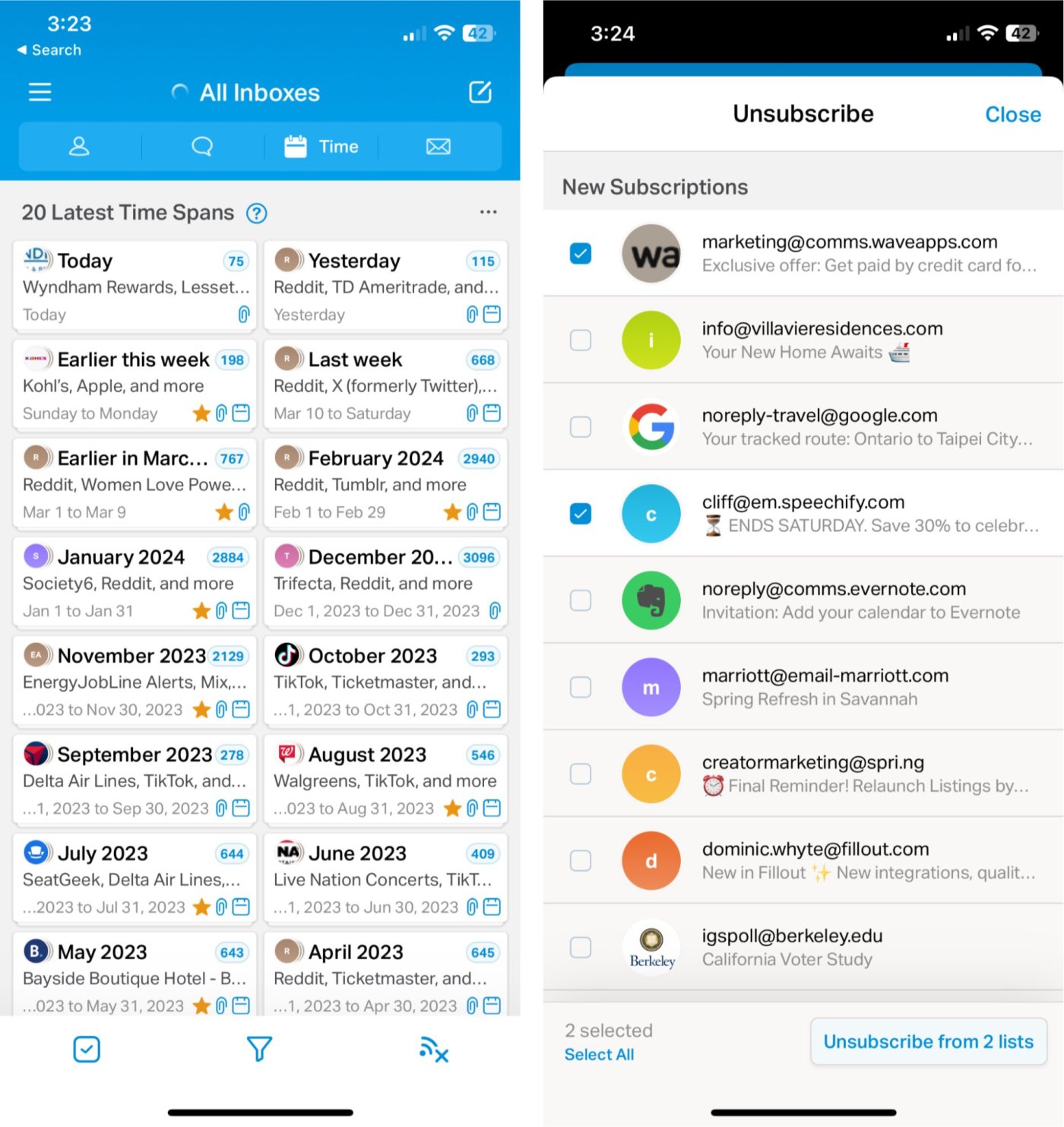 The Chuck iPhone app, our pick for the best iPhone email app for extensive inbox maintenance