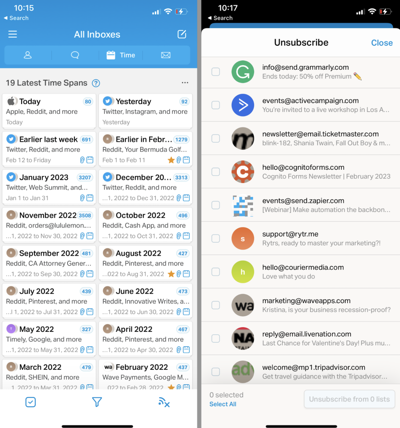The Chuck iPhone app, our pick for the best iPhone email app for extensive inbox maintenance