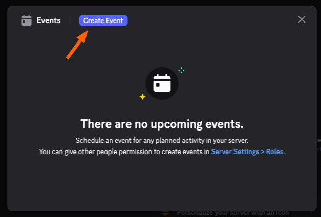 A screenshot shows the user selecting “Create Event” to begin scheduling within a Discord server.