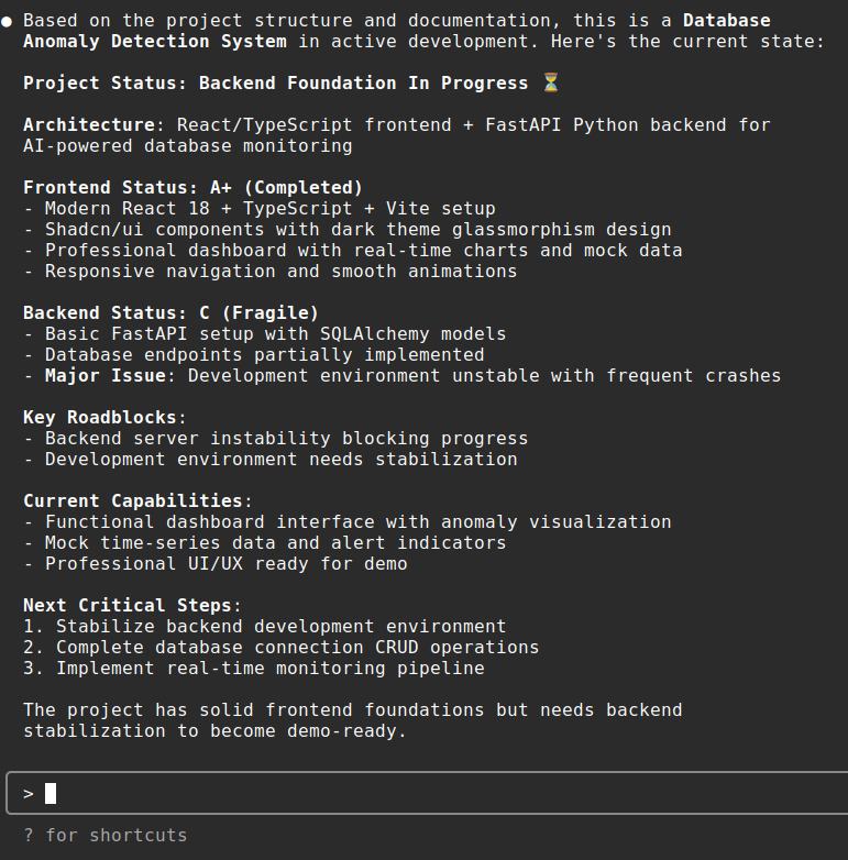 Claude Code's response to a short query