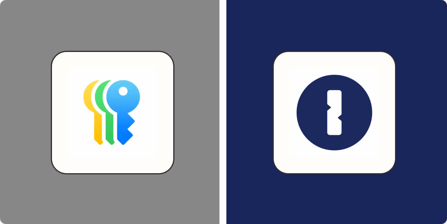 Hero image with the iCloud Keychain and 1Password logos