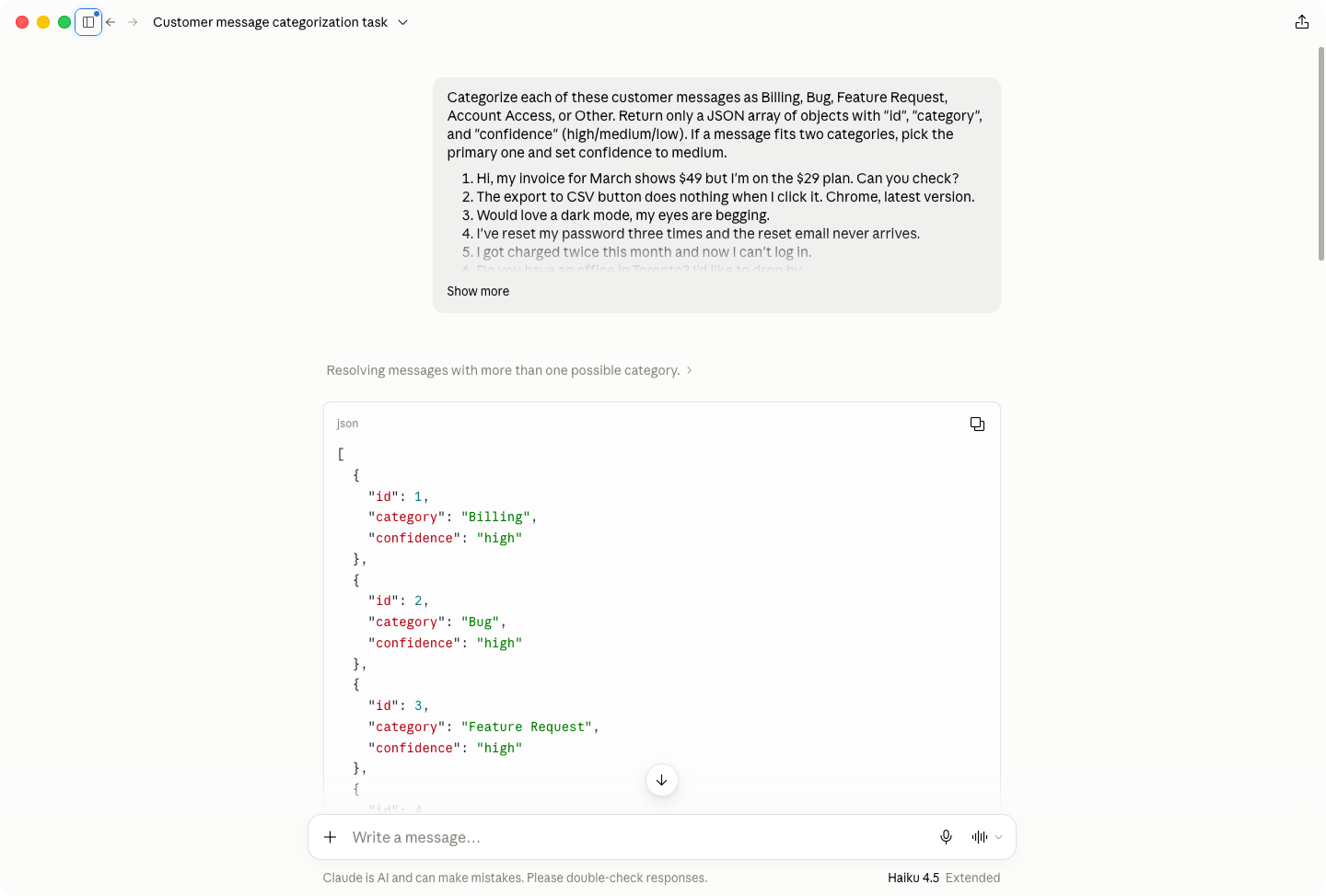 Using Haiku in Claude