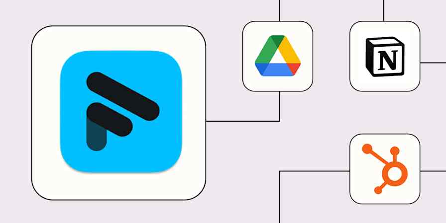 A hero image of the Fathom app logo connected to other app logos on a light purple background.