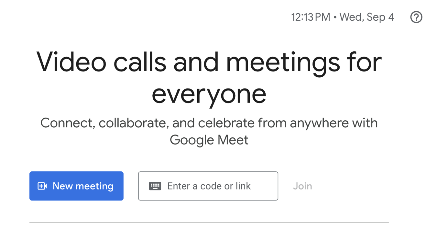 The New meeting button from Google Meet