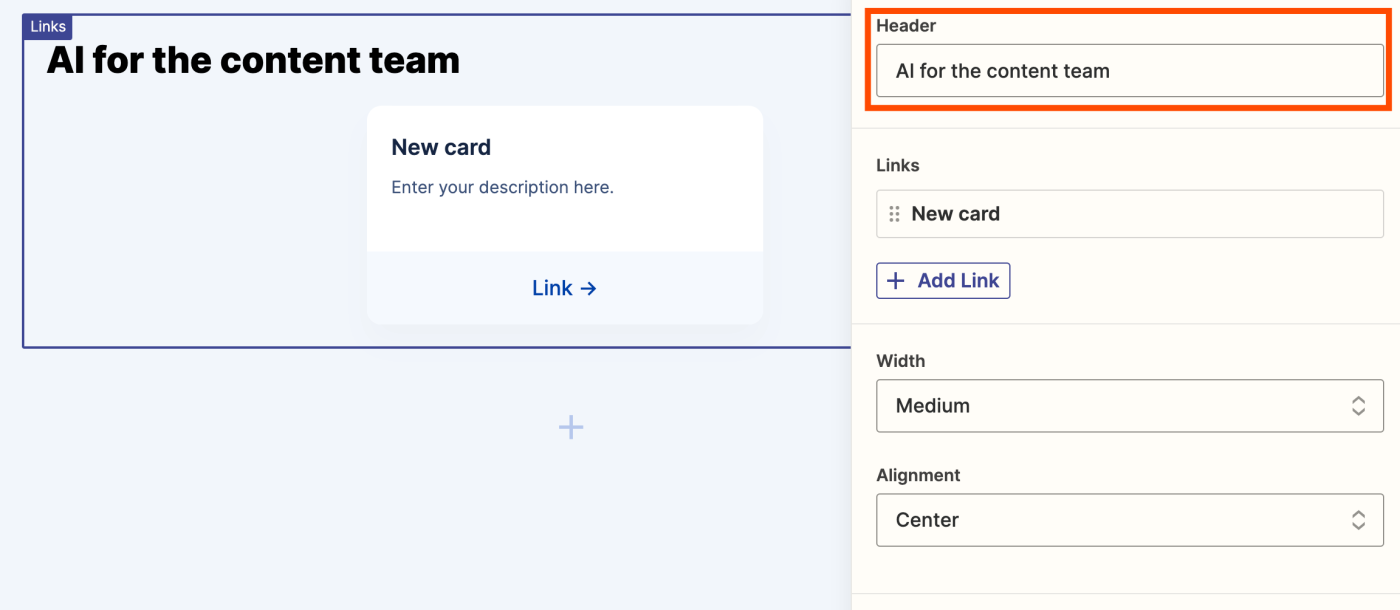 A link card named "AI for the content team".
