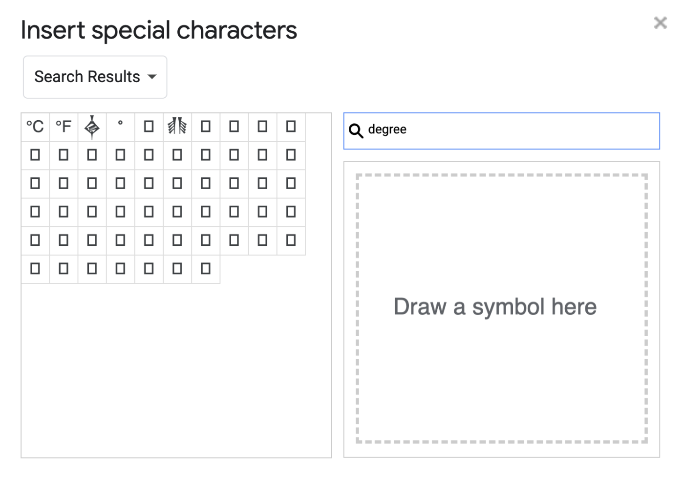 How to find a special character in Google Docs.